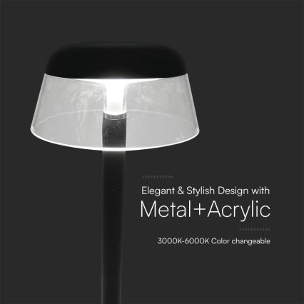 Dimm- und aufladbare LED-Tischleuchte mit Touch-Funktion LED/3W/5V 3000-6000K 1800 mAh schwarz