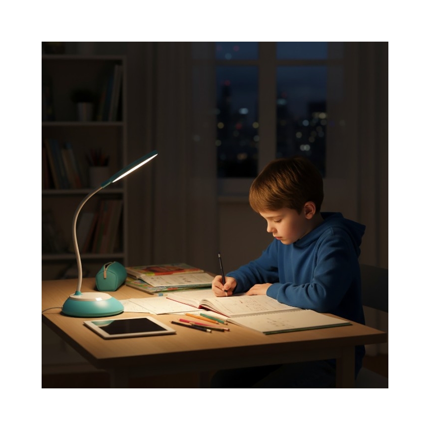Dimm- und aufladbare LED-Tischleuchte VISUA LED/5W/5V 3000-5000K 1200 mAh blau