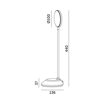 Dimm- und aufladbare LED-Tischleuchte VISUA LED/5W/5V 3000-5000K 1200 mAh grau