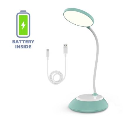 Dimm- und aufladbare LED-Tischleuchte VISUA LED/5W/5V 3000-5000K 1200 mAh türkisfarben