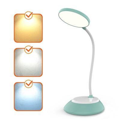 Dimm- und aufladbare LED-Tischleuchte VISUA LED/5W/5V 3000-5000K 1200 mAh türkisfarben