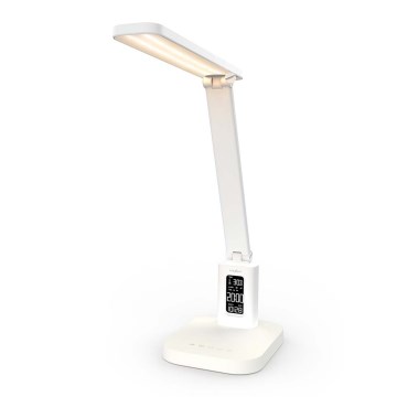 Dimm- und wiederaufladbare Touch-Tischlampe mit Display, LED/7,5W/1200 mAh, 3000/4000/5700K, CRI 90, weiß