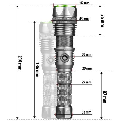 Dimmbare, wiederaufladbare LED-Taschenlampe mit Powerbank-Funktion LED/30W/5V IPX7 3000 lm 4000 mAh