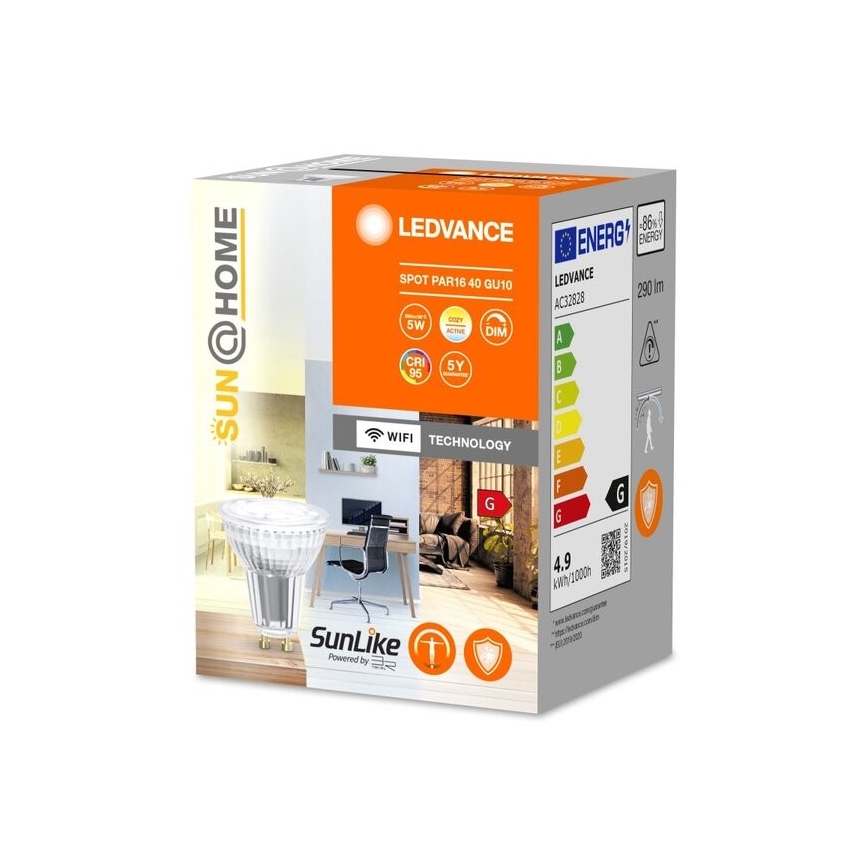 Dimmbare antibakterielle LED-Glühbirne PAR16 GU10/4,9W/230V Wi-Fi - Ledvance