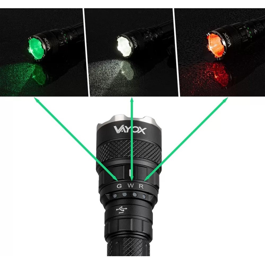 Dimmbare, aufladbare LED-RGBW-Taschenlampe LED/15W/5V IP66 1500 glänzend 2000 mAh