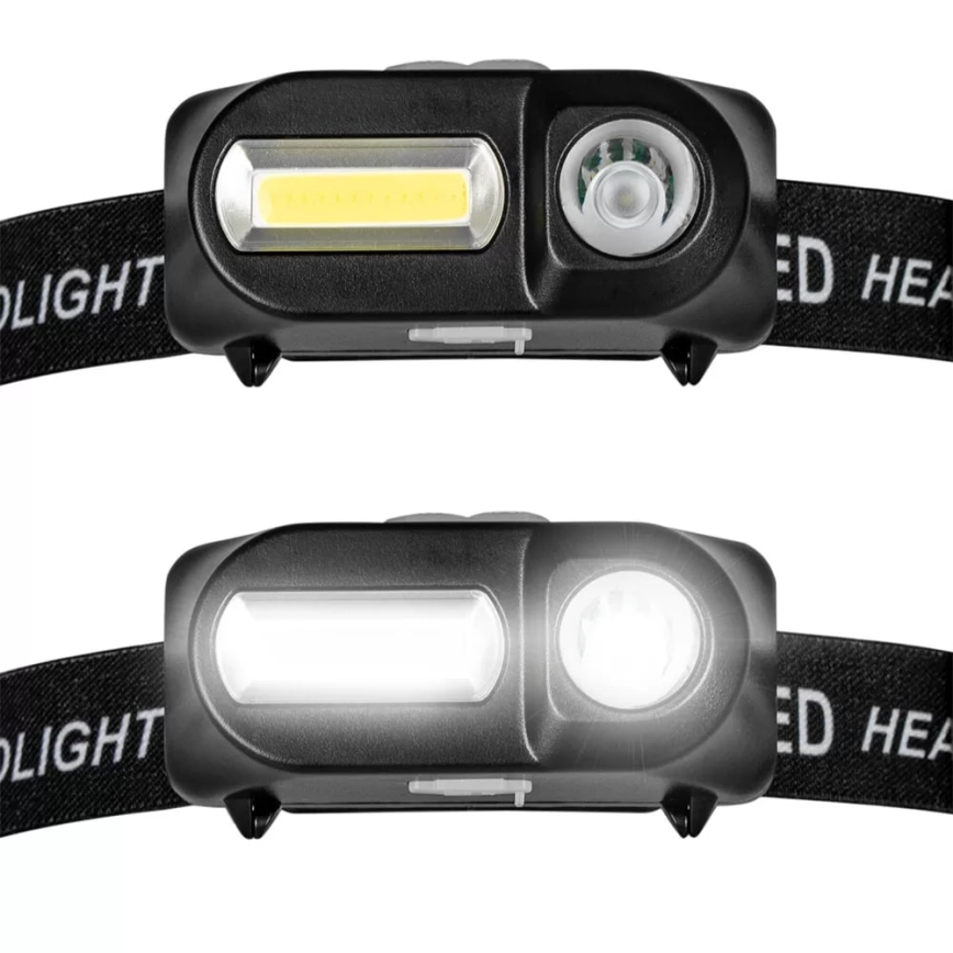 Dimmbare, aufladbare LED-Stirnlampe 2xLED/5V IP44 210 glänzend 2000 mAh