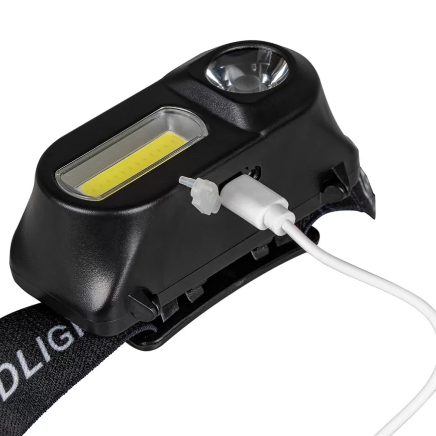 Dimmbare, aufladbare LED-Stirnlampe 2xLED/5V IP44 210 glänzend 2000 mAh