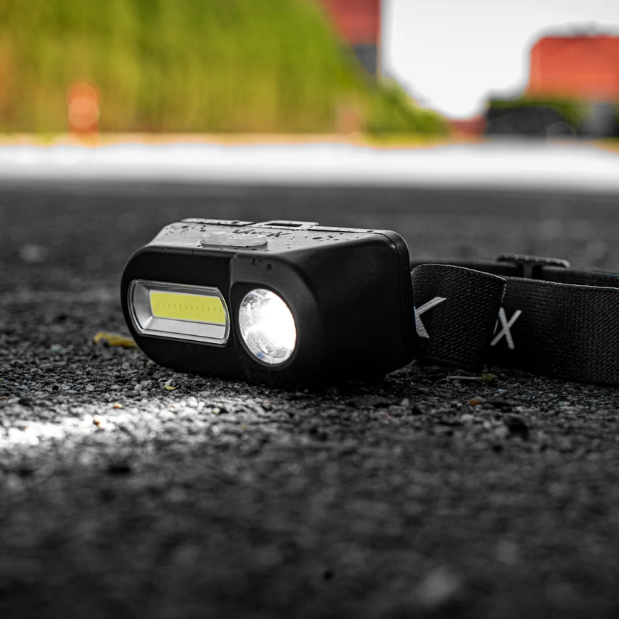 Dimmbare, aufladbare LED-Stirnlampe 2xLED/5V IPX4 250 glänzend 2000 mAh