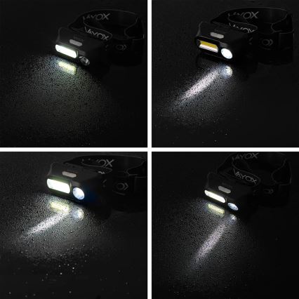 Dimmbare, aufladbare LED-Stirnlampe 2xLED/5V IPX4 250 glänzend 2000 mAh