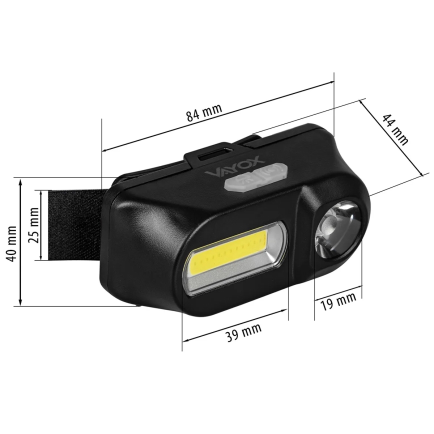Dimmbare, aufladbare LED-Stirnlampe 2xLED/5V IPX4 250 glänzend 2000 mAh