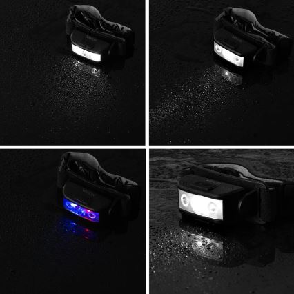 Dimmbare, aufladbare LED-Stirnlampe 3xLED/5V IPX4 100 glänzend 1200 mAh
