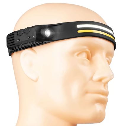 Dimmbare, aufladbare LED-Stirnlampe mit Sensor 3xLED/5V IP44 300 glänzend 1200 mAh