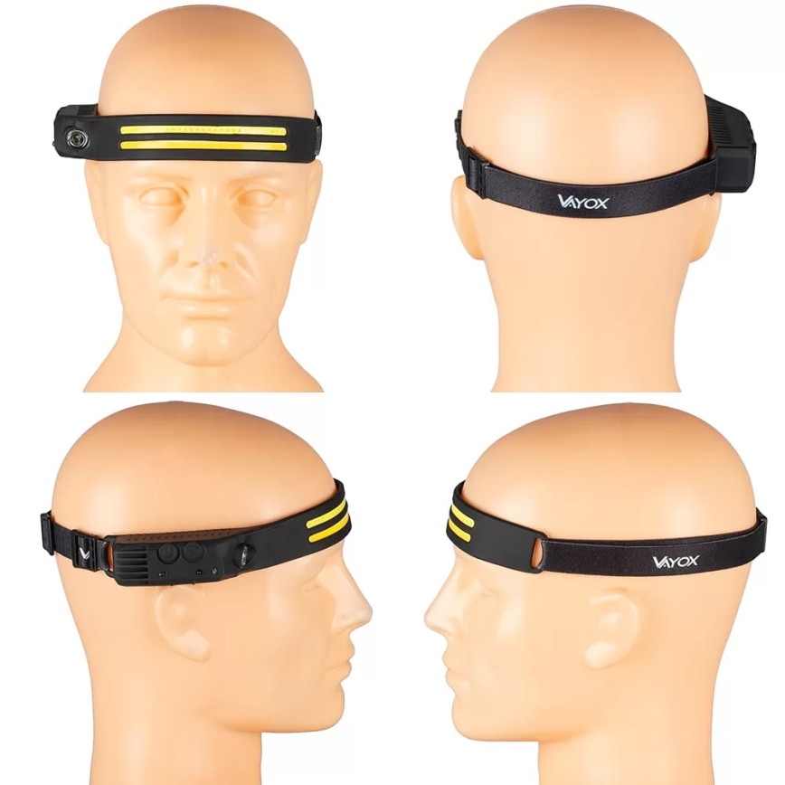 Dimmbare, aufladbare LED-Stirnlampe mit Sensor 3xLED/5V IP44 300 glänzend 1200 mAh