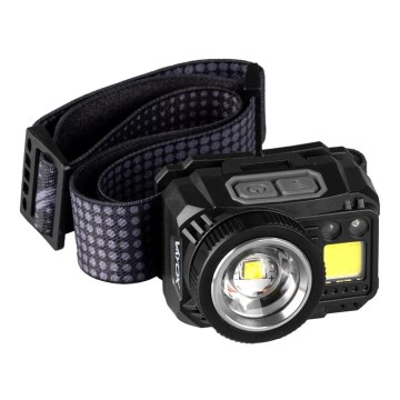 Dimmbare, aufladbare LED-Stirnlampe mit Sensor und rotem Licht LED/6W/5V/3xAAA IP44 500 glänzend 1200 mAh