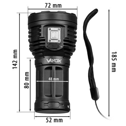 Dimmbare, aufladbare LED-Taschenlampe LED/5V IPX4 600 glänzend 1200 mAh
