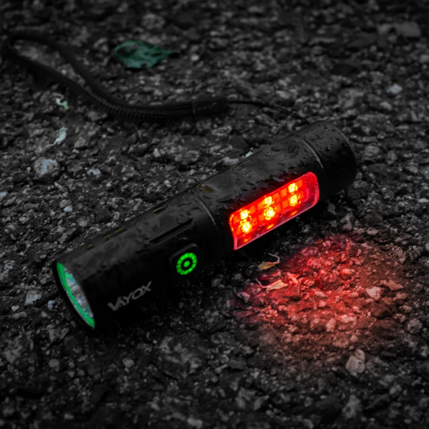 Dimmbare, aufladbare LED-Taschenlampe mit rotem Licht LED/5W/5V IPX4 250 glänzend 2000 mAh