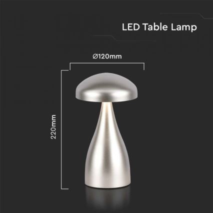 Dimmbare aufladbare LED-Tischleuchte mit Touch-Funktion LED/1W/5V 3000-6000K 1800 mAh silbern