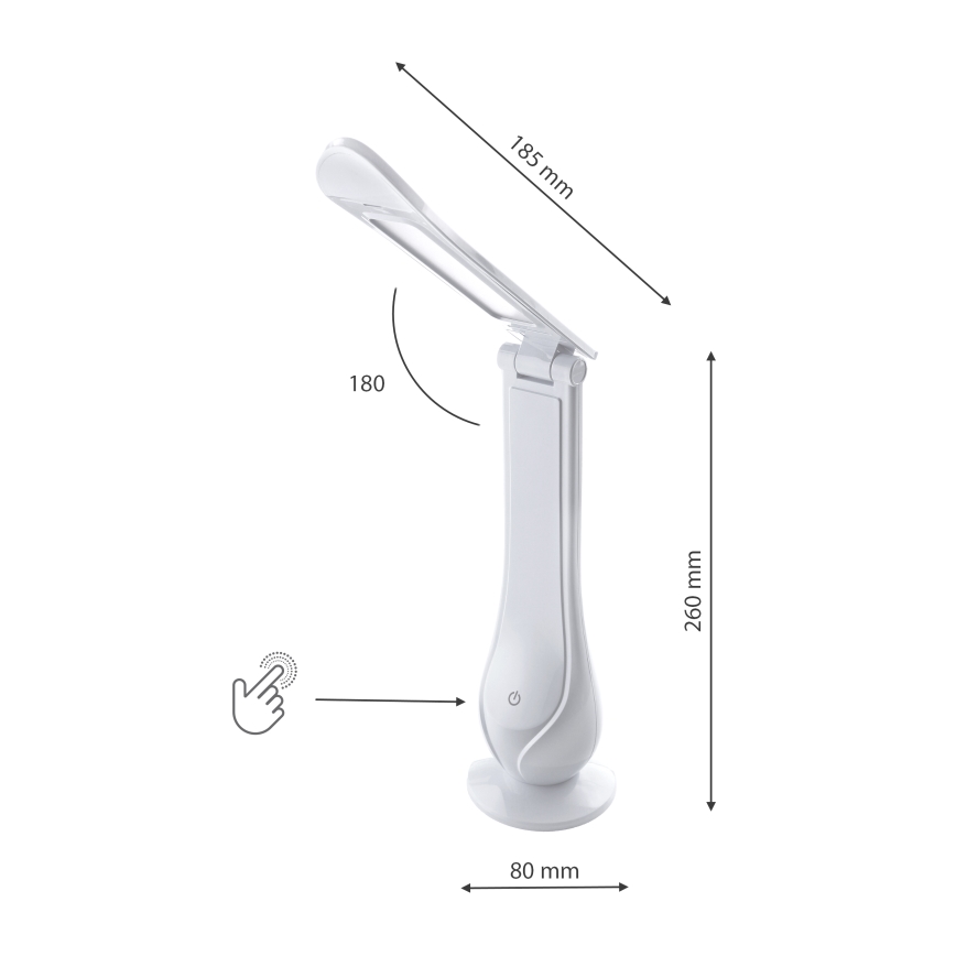 Dimmbare, aufladbare LED-Tischlampe LILLY LED/4W/5V 1200 mAh weiß