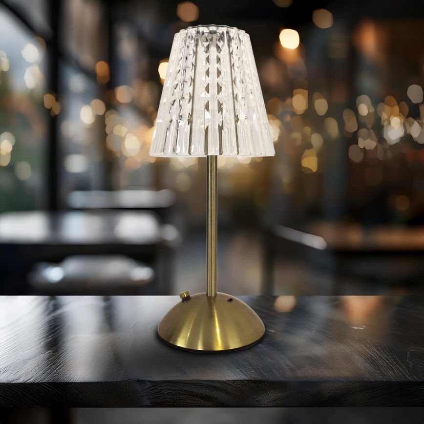Dimmbare, aufladbare LED-Tischleuchte mit Touch-Funktion ELBA LED/1,6W/800 mAh 3000/4000/6000K golden/klar