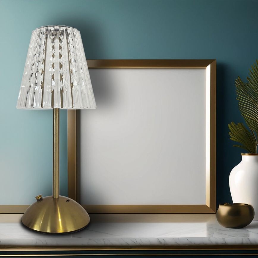 Dimmbare, aufladbare LED-Tischleuchte mit Touch-Funktion ELBA LED/1,6W/800 mAh 3000/4000/6000K golden/klar