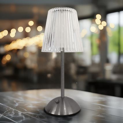 Dimmbare, aufladbare LED-Tischleuchte mit Touch-Funktion ELBA LED/1,6W/800 mAh matt Chrom/klar