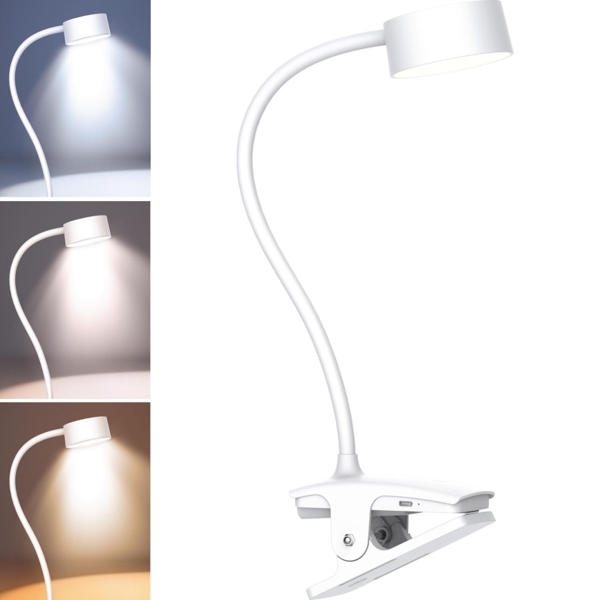 Dimmbare flexible LED-Leuchte mit Klemme LED/2W/1800 mAh 3000/4000/6500K weiß