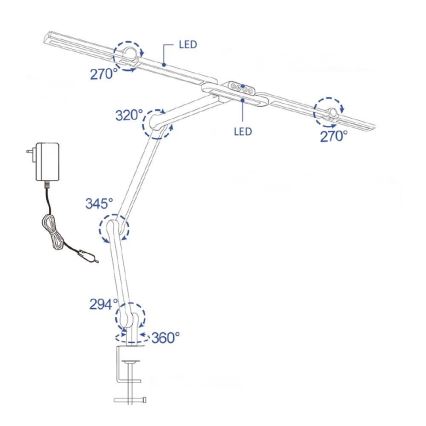 Dimmbare, flexible LED-Tischleuchte mit Touch-Funktion POINTIQ LED/24W/230V 3000-6500K CRI 92 schwarz