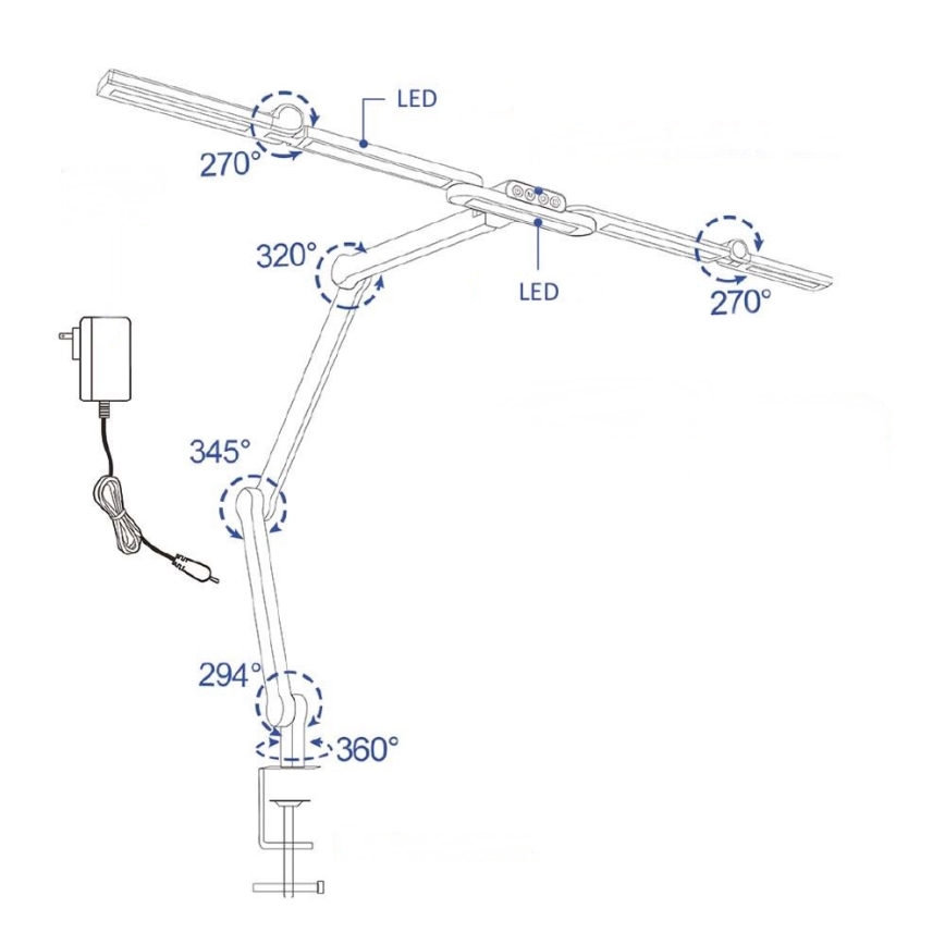 Dimmbare, flexible LED-Tischleuchte mit Touch-Funktion POINTIQ LED/24W/230V 3000-6500K CRI 92 schwarz