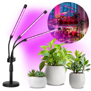 Dimmbare flexible LED-Tischleuchte mit Klemme für die Pflanzenzucht VITARO 3xLED/10W/230V schwarz