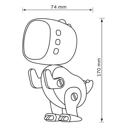 LED RGBW Dimmbare, kleine Kinder-Nachtleuchte mit Wecker ROBOT LED/1W/5V 1200 mAh