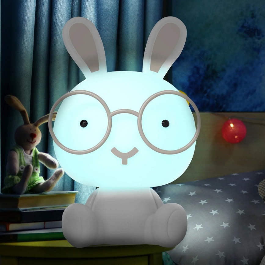 Dimmbare, kleine LED-RGBW-Nachtleuchte für Kinder LED/2,5W/230V Häschen weiß