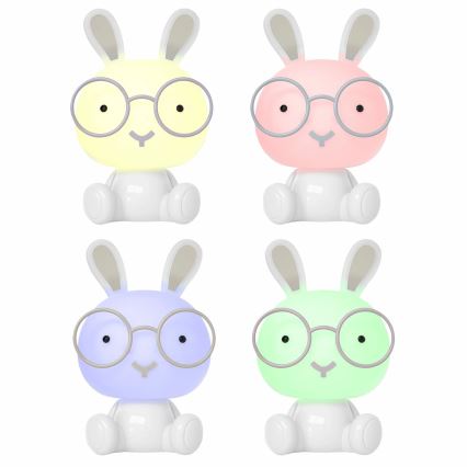 Dimmbare, kleine LED-RGBW-Nachtleuchte für Kinder LED/2,5W/230V Häschen weiß