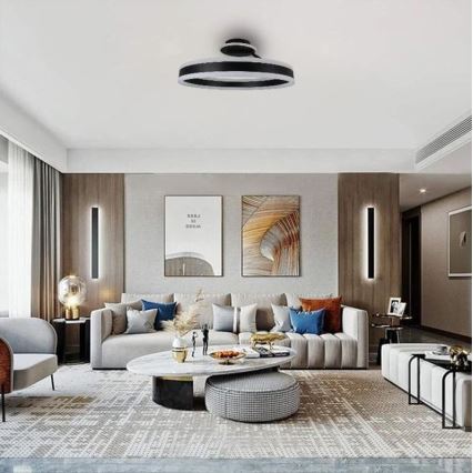 Dimmbare LED-Aufbauleuchte LED/86W/230V 3000-6500K schwarz + Fernbedienung