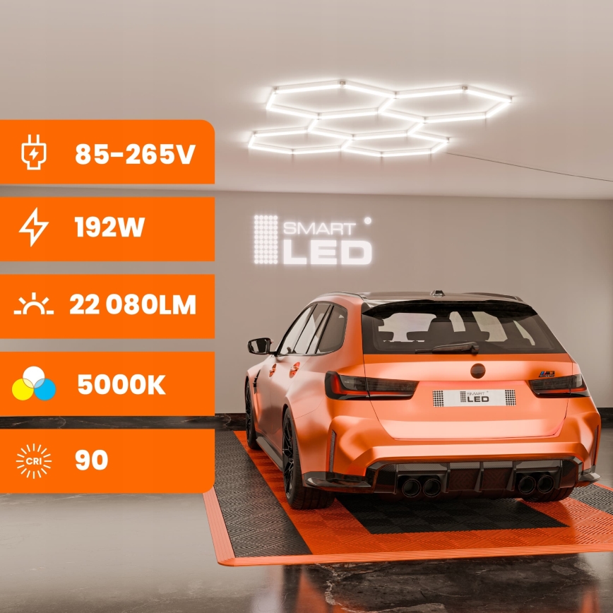 LED dimmbare Deckenleuchte HEXAGON LED/192W/85-265V 5000K 160x221 cm CRI 90 IP54 weiß