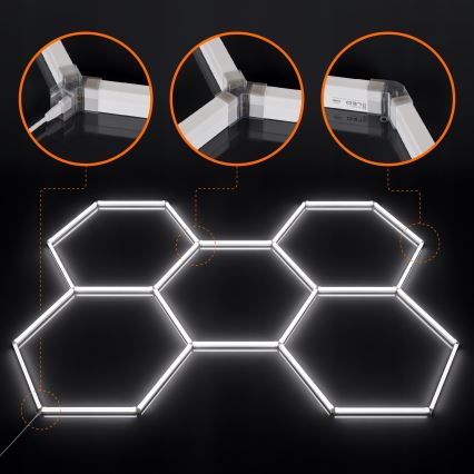 LED dimmbare Deckenleuchte HEXAGON LED/192W/85-265V 5000K 160x221 cm CRI 90 IP54 weiß