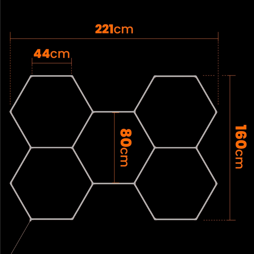 LED dimmbare Deckenleuchte HEXAGON LED/192W/85-265V 5000K 160x221 cm CRI 90 IP54 weiß