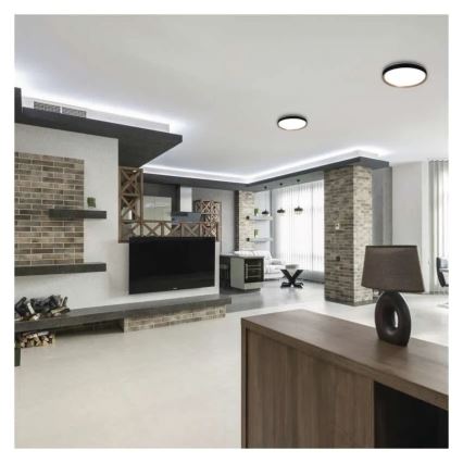 Dimmbare LED-Deckenleuchte ILVI, LED/30W/230V, 2700-6500K, Ø 40 cm, schwarz/beige + Fernbedienung