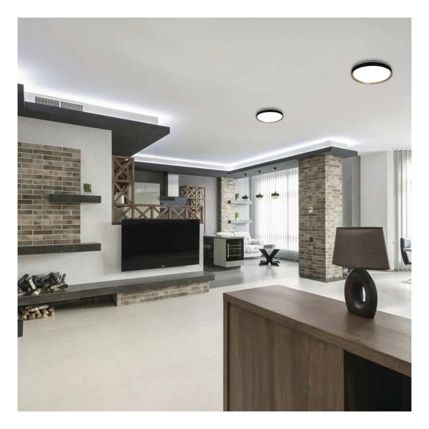 Dimmbare LED-Deckenleuchte ILVI, LED/30W/230V, 2700-6500K, Ø 40 cm, schwarz/beige + Fernbedienung