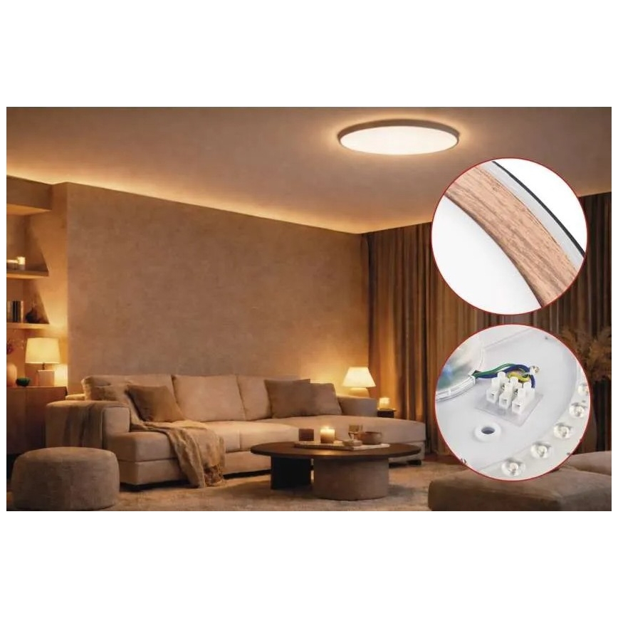 Dimmbare LED-Deckenleuchte ILVI, LED/30W/230V, 2700-6500K, Ø 40 cm, schwarz/beige + Fernbedienung