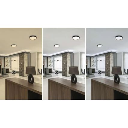 Dimmbare LED-Deckenleuchte ILVI, LED/30W/230V, 2700-6500K, Ø 40 cm, schwarz/beige + Fernbedienung