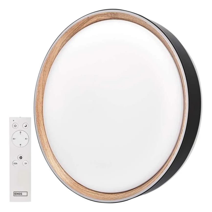 Dimmbare LED-Deckenleuchte ILVI, LED/30W/230V, 2700-6500K, Ø 40 cm, schwarz/beige + Fernbedienung