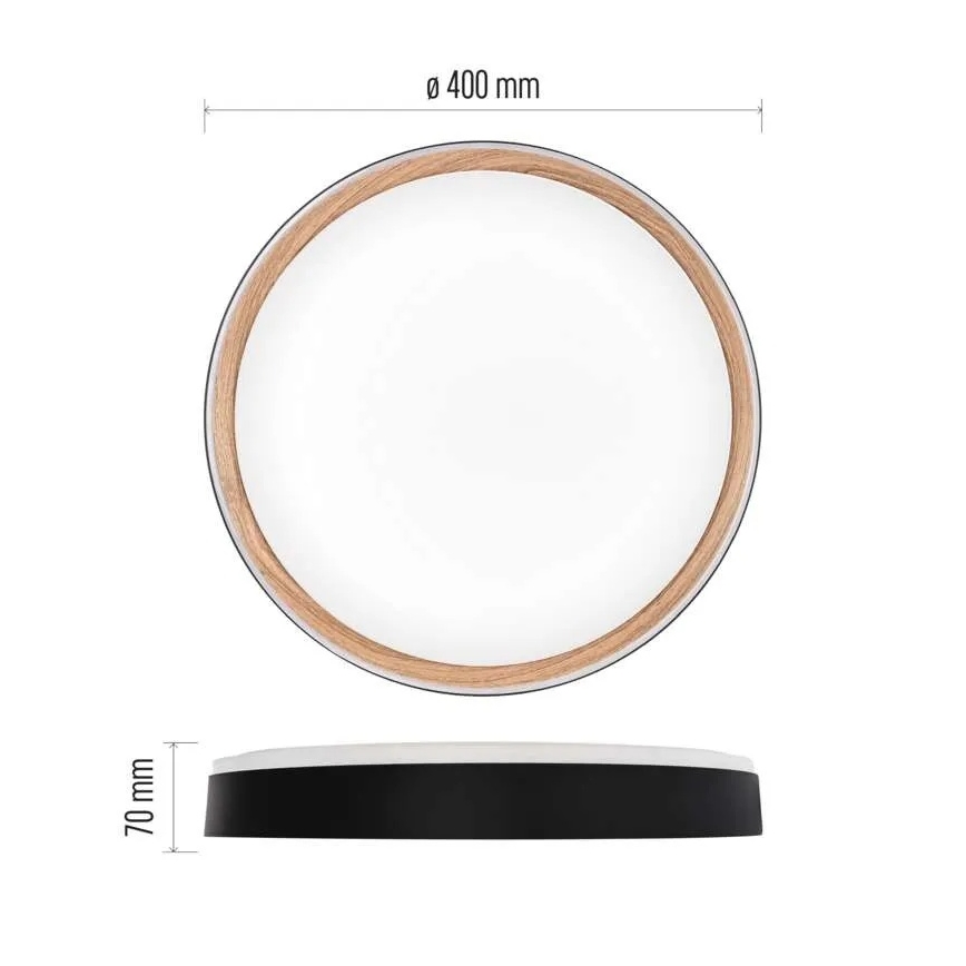 Dimmbare LED-Deckenleuchte ILVI, LED/30W/230V, 2700-6500K, Ø 40 cm, schwarz/beige + Fernbedienung
