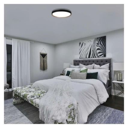 Dimmbare LED-Deckenleuchte ILVI LED/45W/230V 2700-6500K Ø 50 cm schwarz/beige + Fernbedienung
