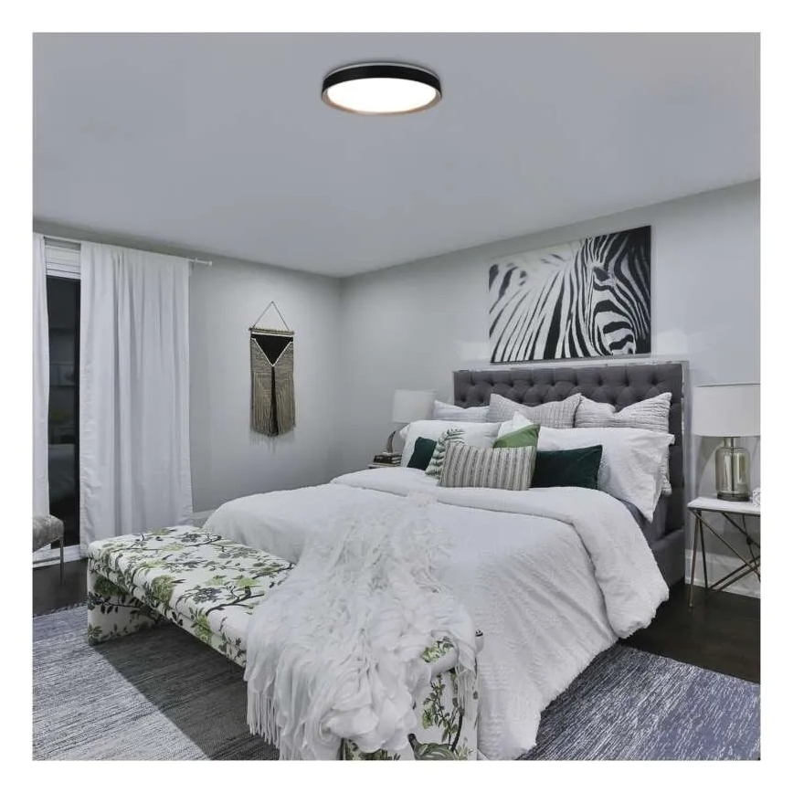 Dimmbare LED-Deckenleuchte ILVI LED/45W/230V 2700-6500K Ø 50 cm schwarz/beige + Fernbedienung