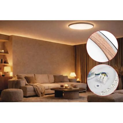 Dimmbare LED-Deckenleuchte ILVI LED/45W/230V 2700-6500K Ø 50 cm schwarz/beige + Fernbedienung