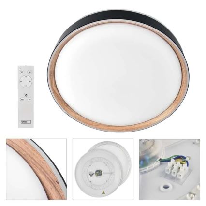 Dimmbare LED-Deckenleuchte ILVI LED/45W/230V 2700-6500K Ø 50 cm schwarz/beige + Fernbedienung