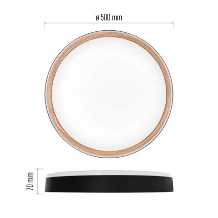 Dimmbare LED-Deckenleuchte ILVI LED/45W/230V 2700-6500K Ø 50 cm schwarz/beige + Fernbedienung