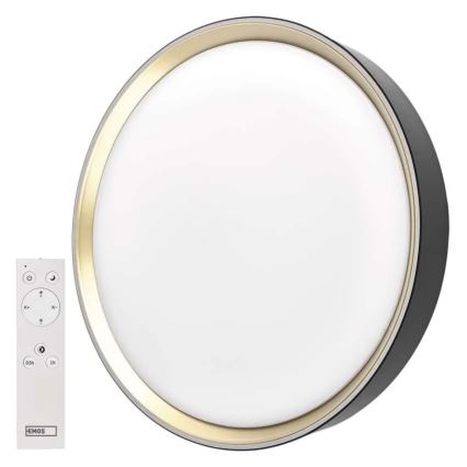 Dimmbare Deckenleuchte ILVI LED/45 W/230 V 2700–6500 K Ø 50 cm schwarz/messing + Fernbedienung