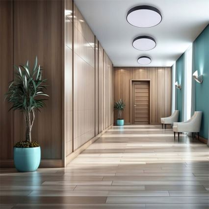 Dimmbare LED-Deckenleuchte LED/30W/230V 3000-6500K d 30 cm schwarz + Fernbedienung