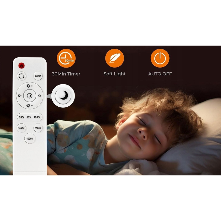 Dimmbare LED-Deckenleuchte LED/30W/230V 3000-6500K d 30 cm schwarz + Fernbedienung